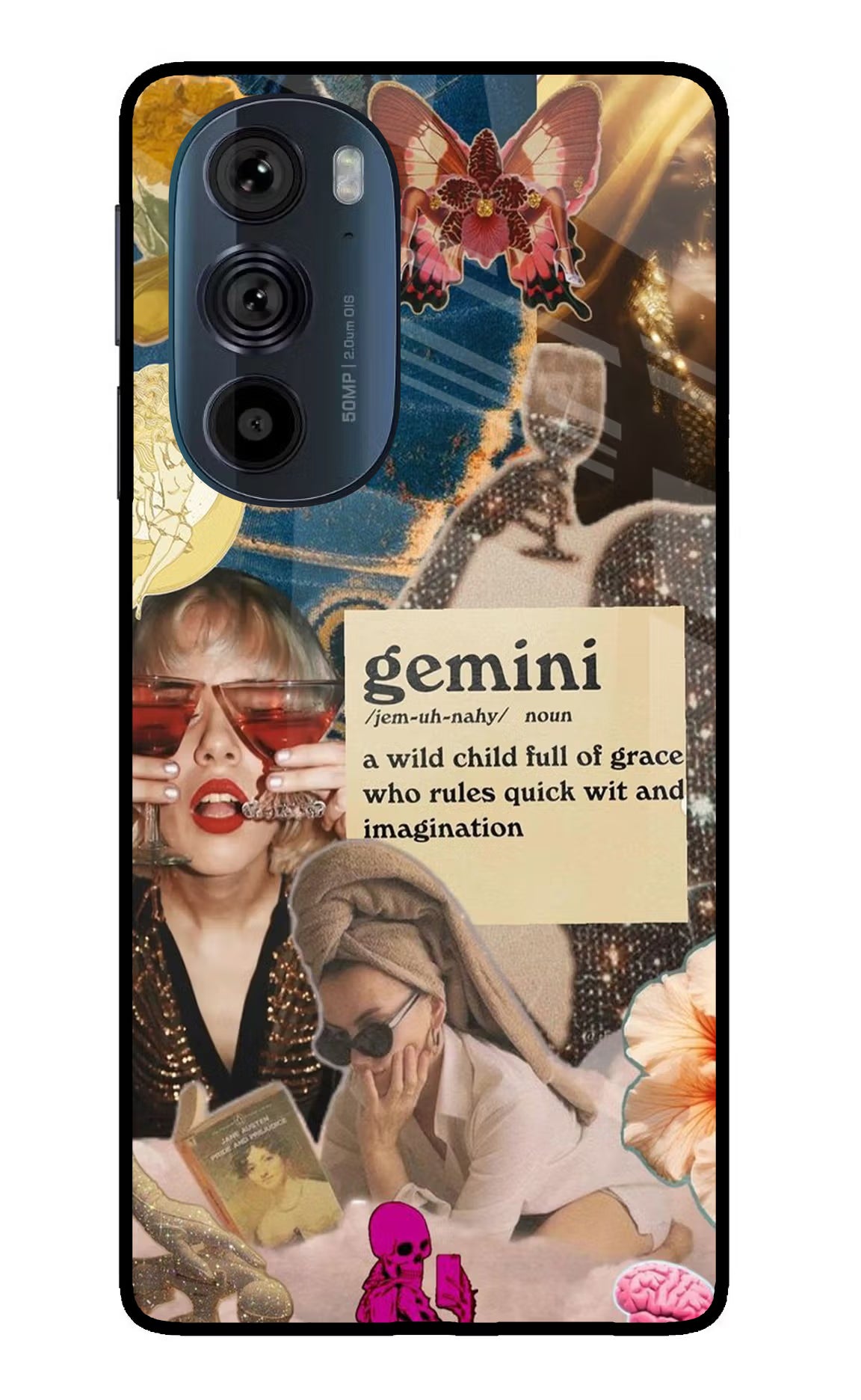 Gemini Zodiac Moto Edge 30 Pro Glass Case Back Cover by Casekaro