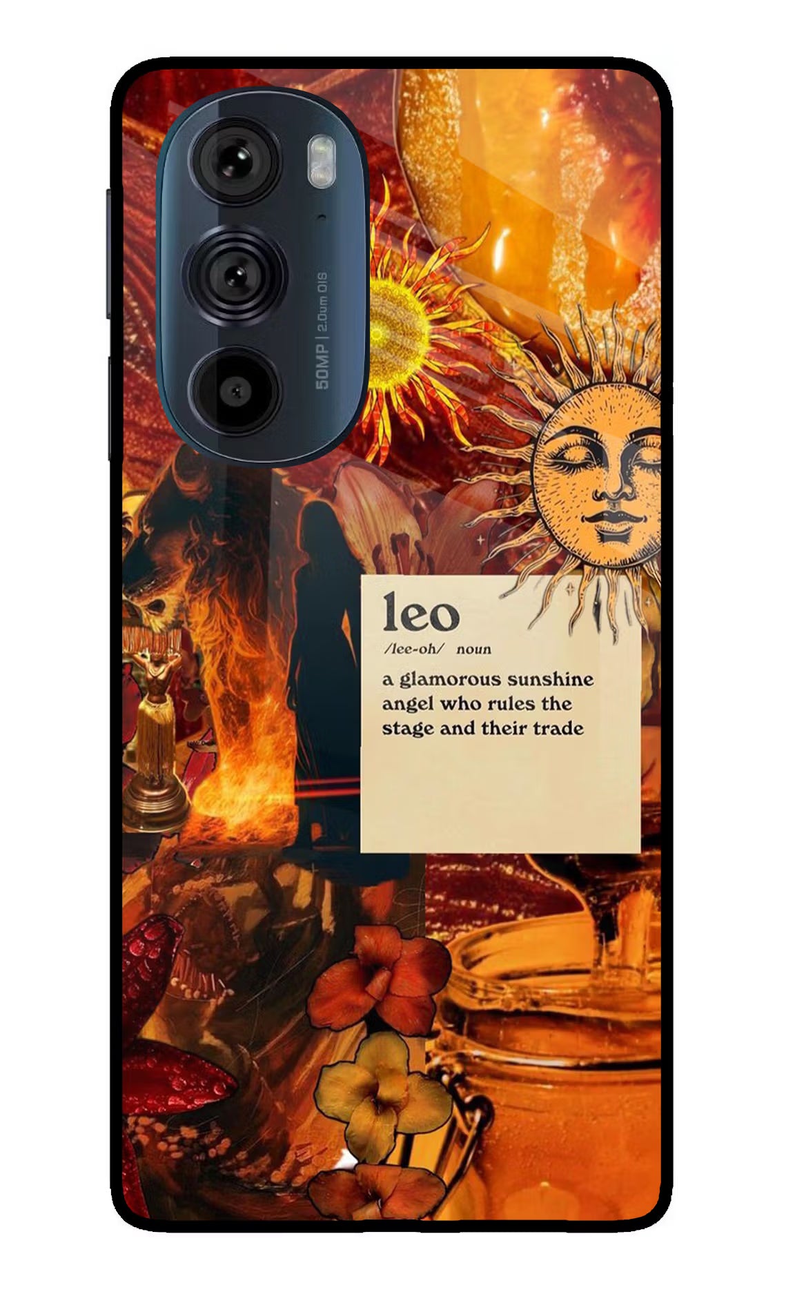 Leo Zodiac Moto Edge 30 Pro Glass Case Back Cover by Casekaro