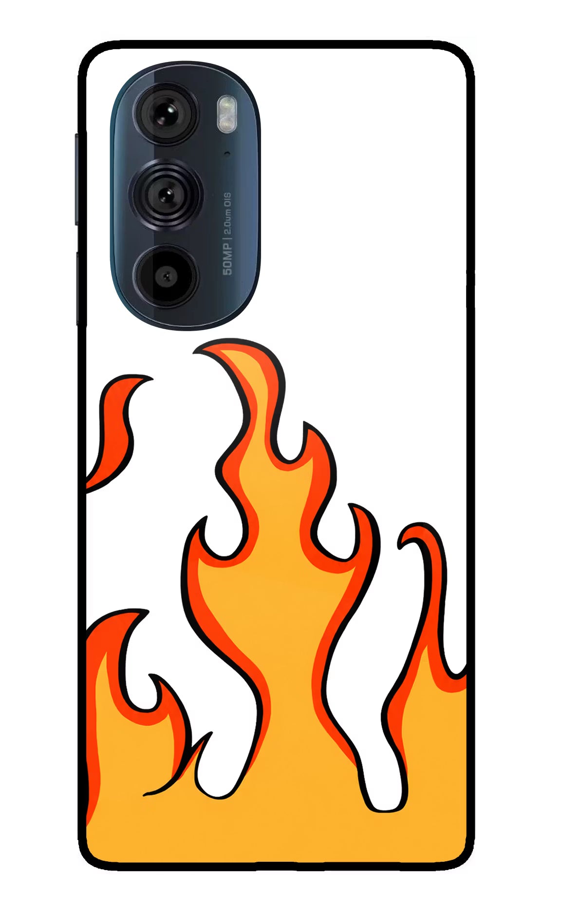 Fired Up – White Moto Edge 30 Pro Glass Case