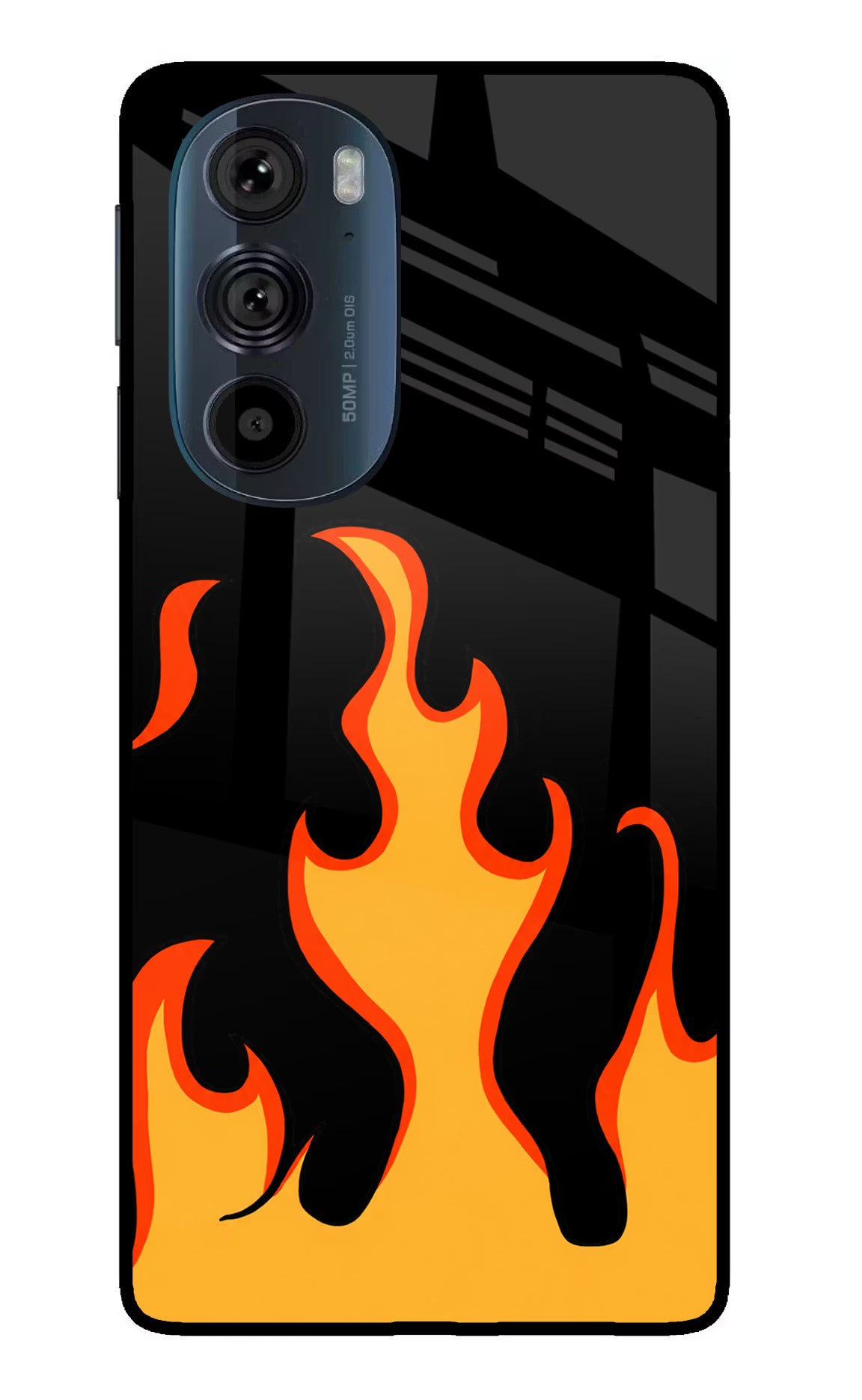 Fired Up – Black Moto Edge 30 Pro Glass Case