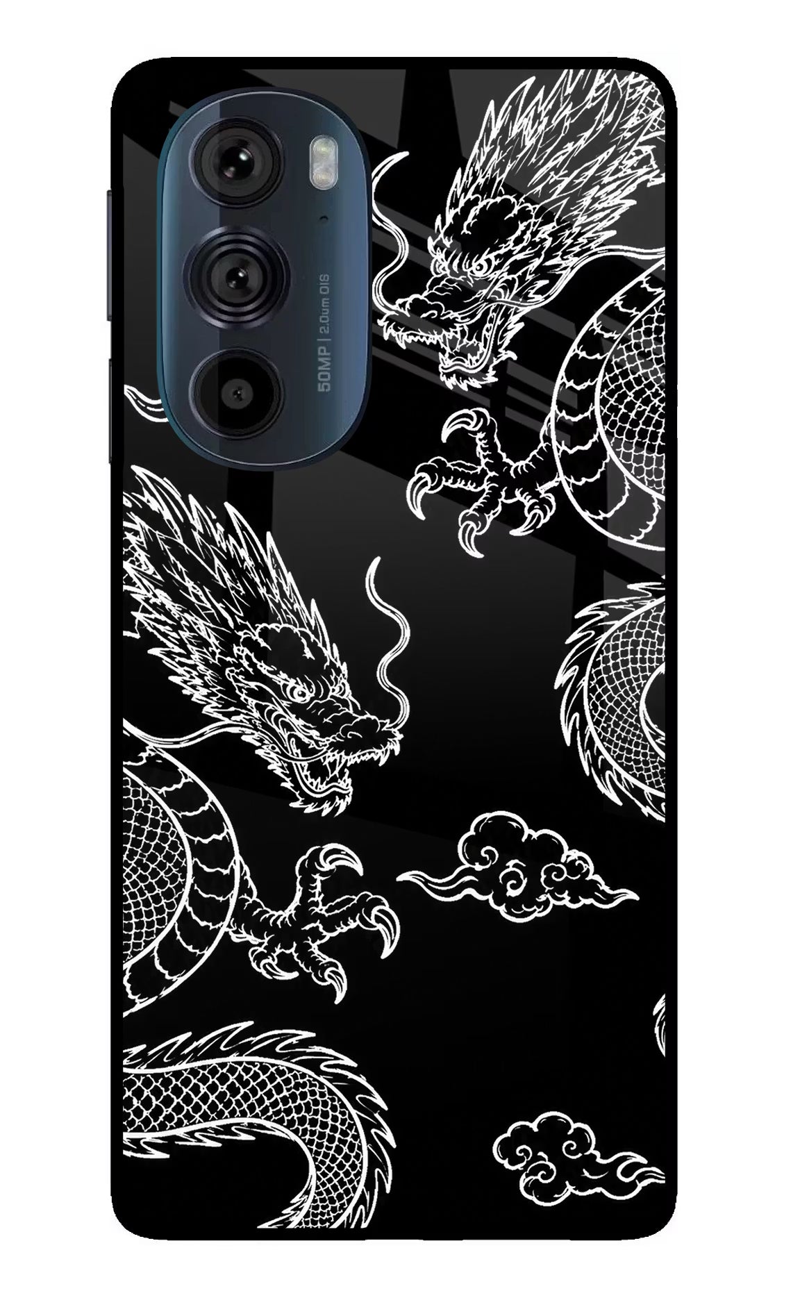 Twin Dragons Moto Edge 30 Pro Glass Case Back Cover by Casekaro