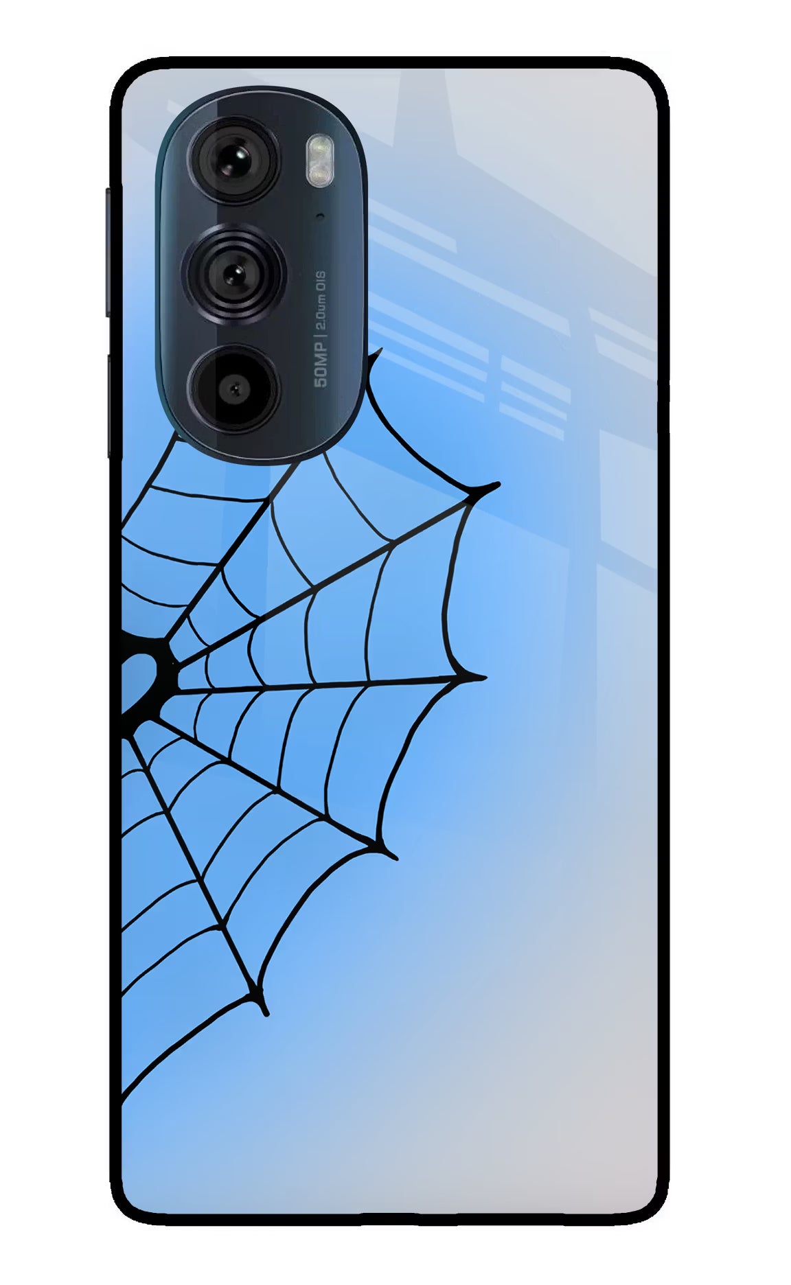 Blue Web Moto Edge 30 Pro Glass Case
