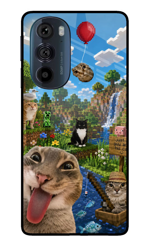 Minecraft Cat Chaos Moto Edge 30 Pro Glass Case