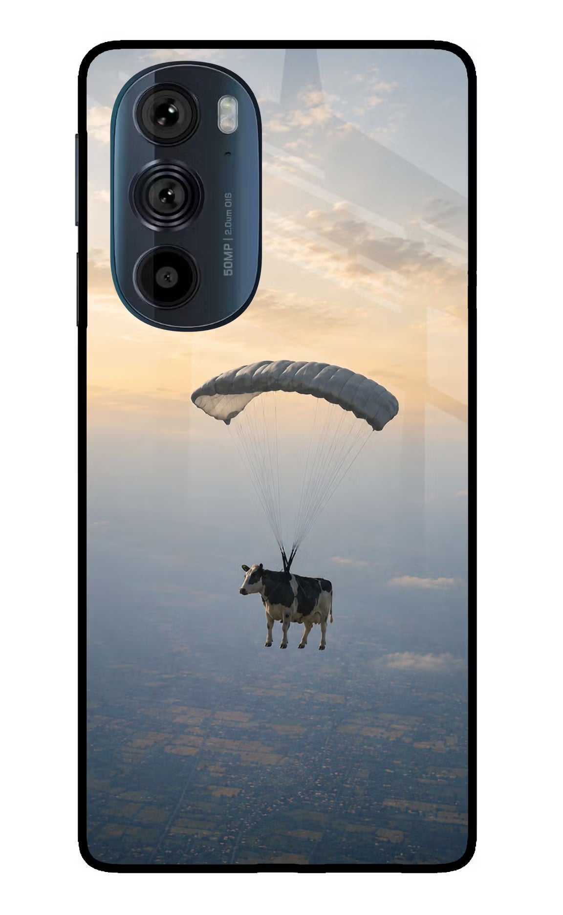 Skydiving Cow Moto Edge 30 Pro Glass Case