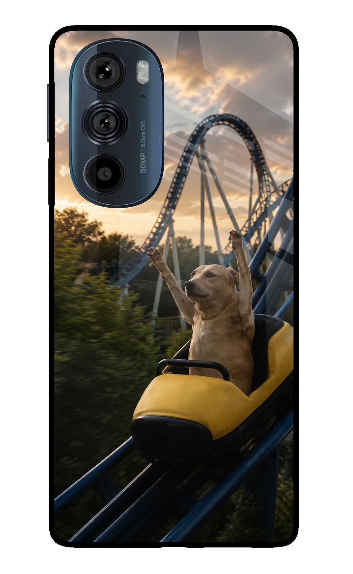 Rollercoaster Dog Moto Edge 30 Pro Glass Case