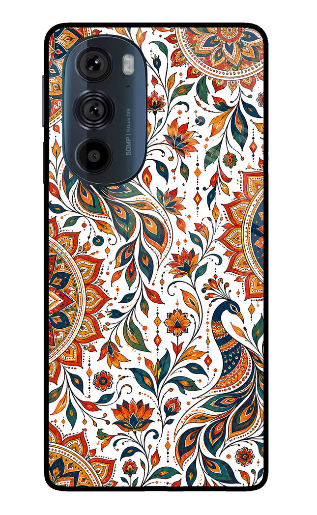 White Mayura Moto Edge 30 Pro Glass Case Back Cover by Casekaro
