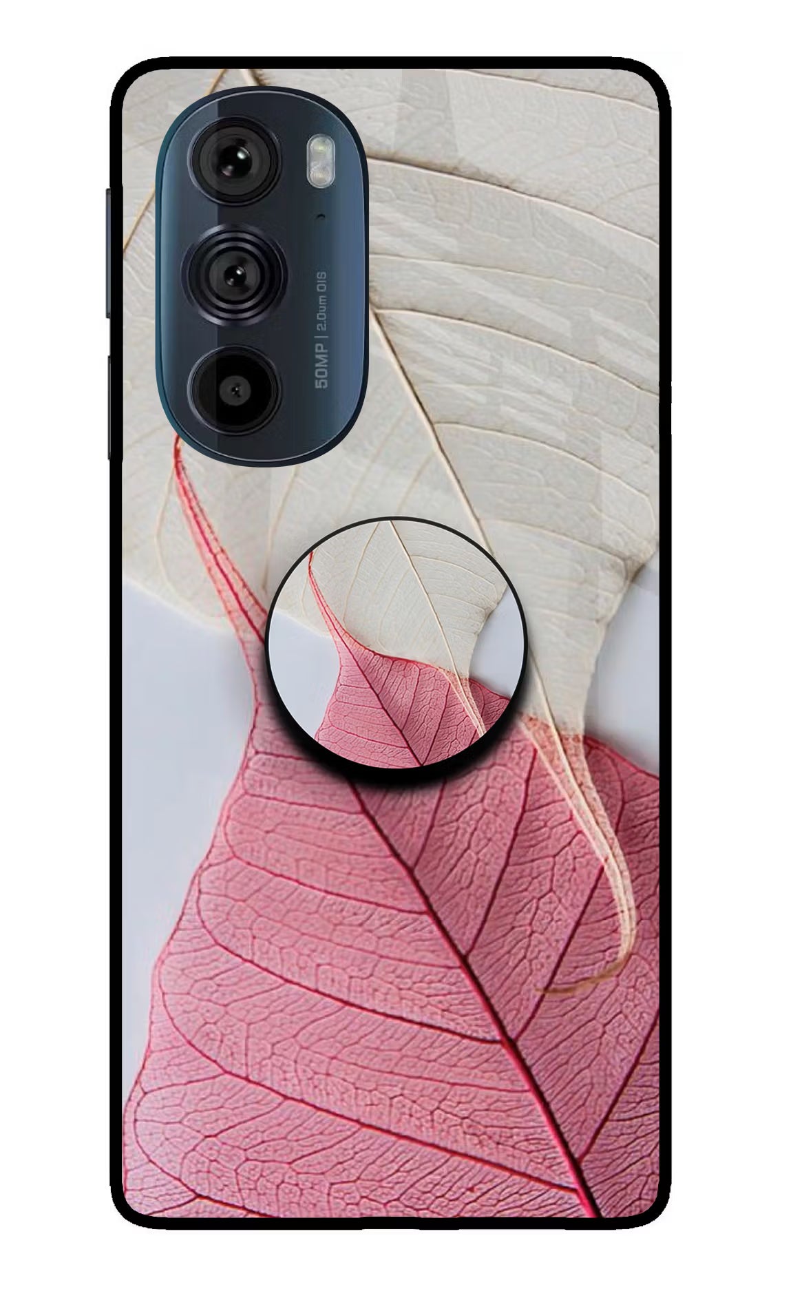 White Pink Leaf Moto Edge 30 Pro Pop Case by Casekaro