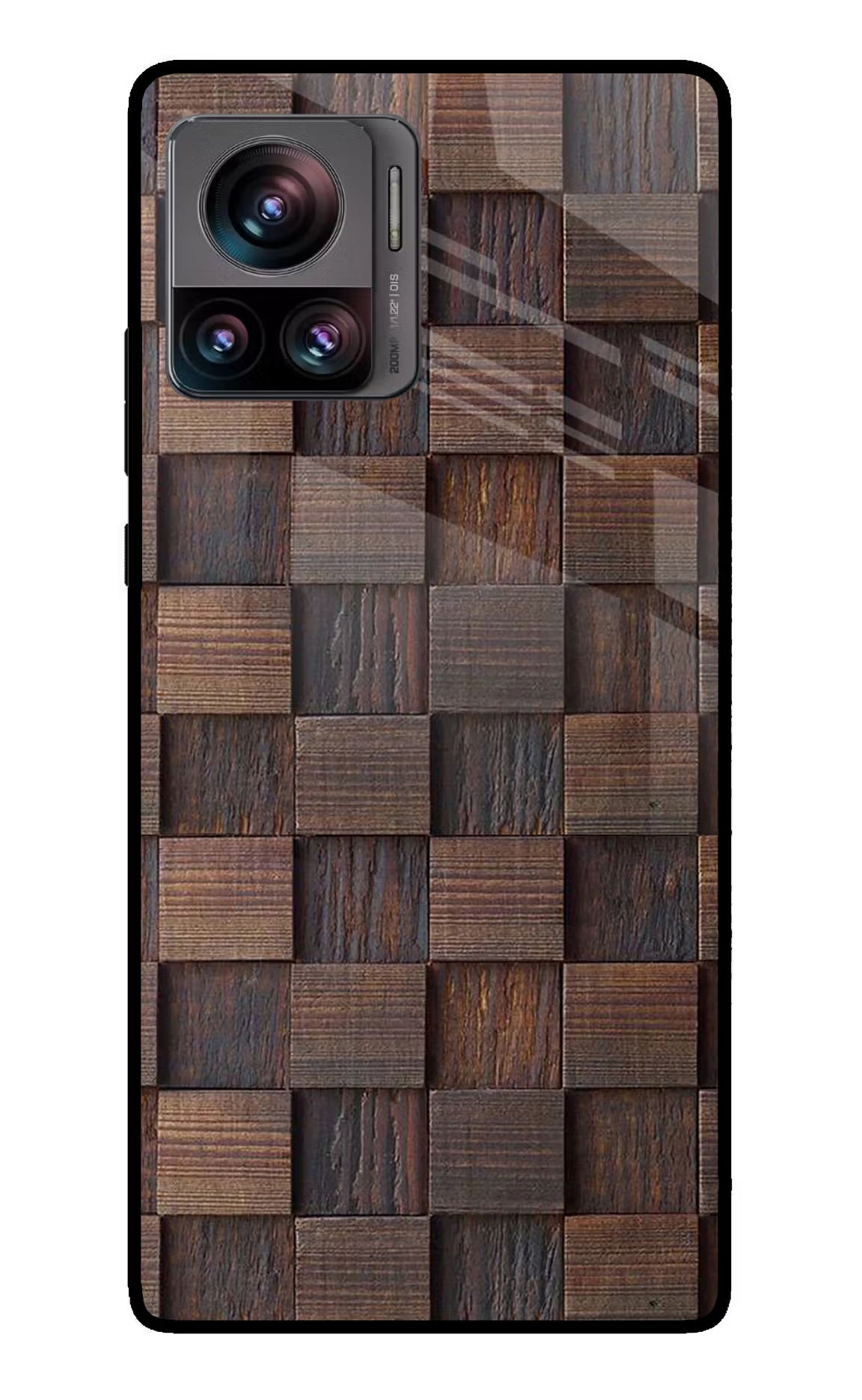 Wooden Cube Design Moto Edge 30 Ultra Glass Case Back Cover by Casekaro