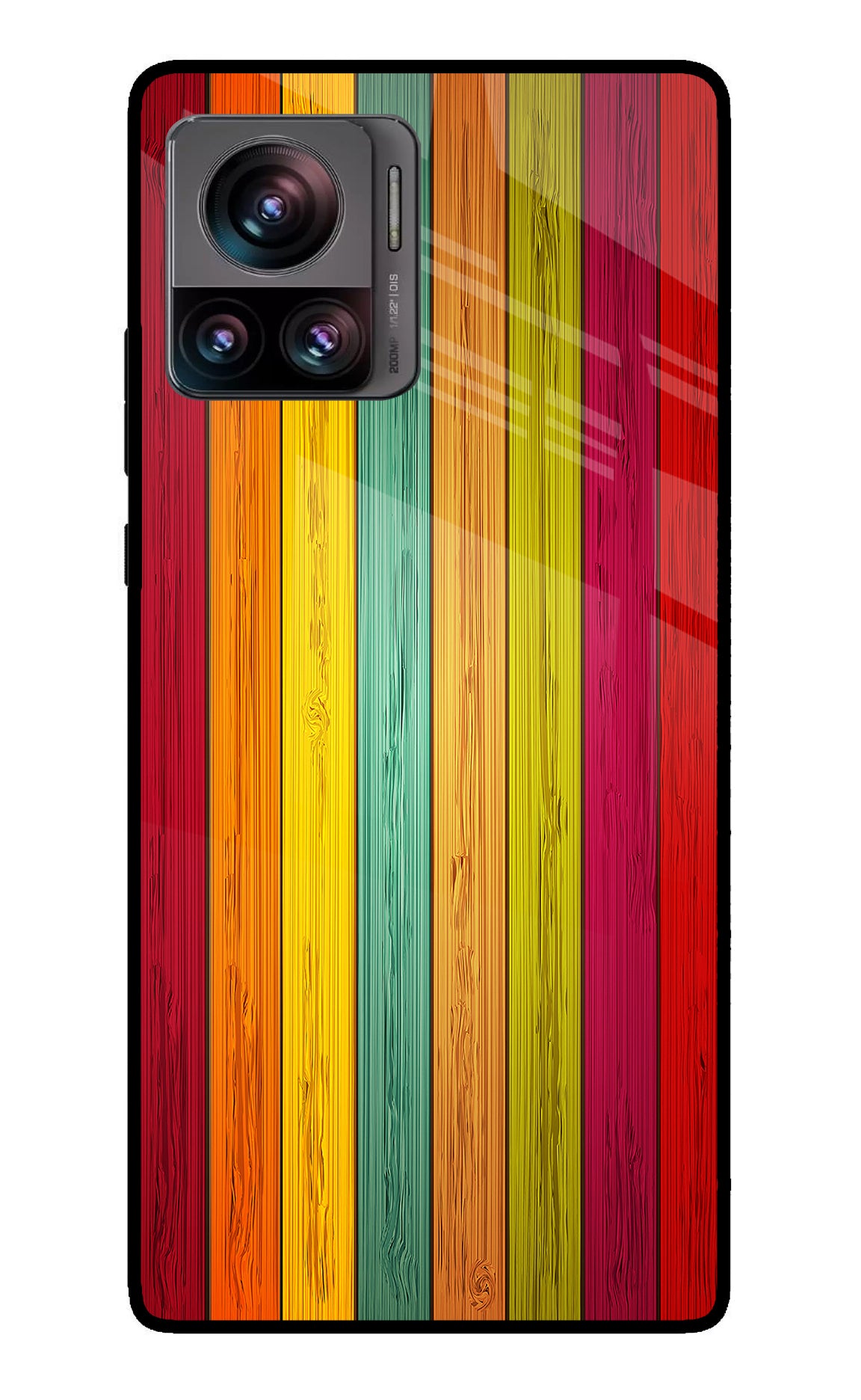 Multicolor Wooden Moto Edge 30 Ultra Glass Case