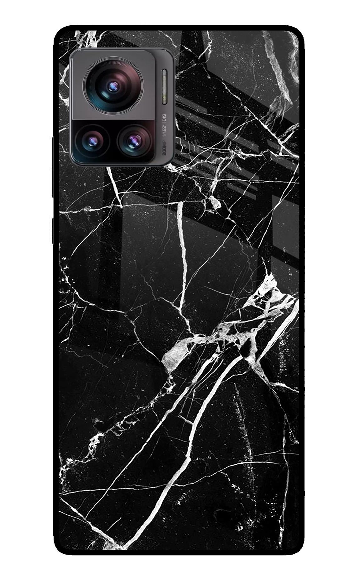 Black Marble Pattern Moto Edge 30 Ultra Glass Case