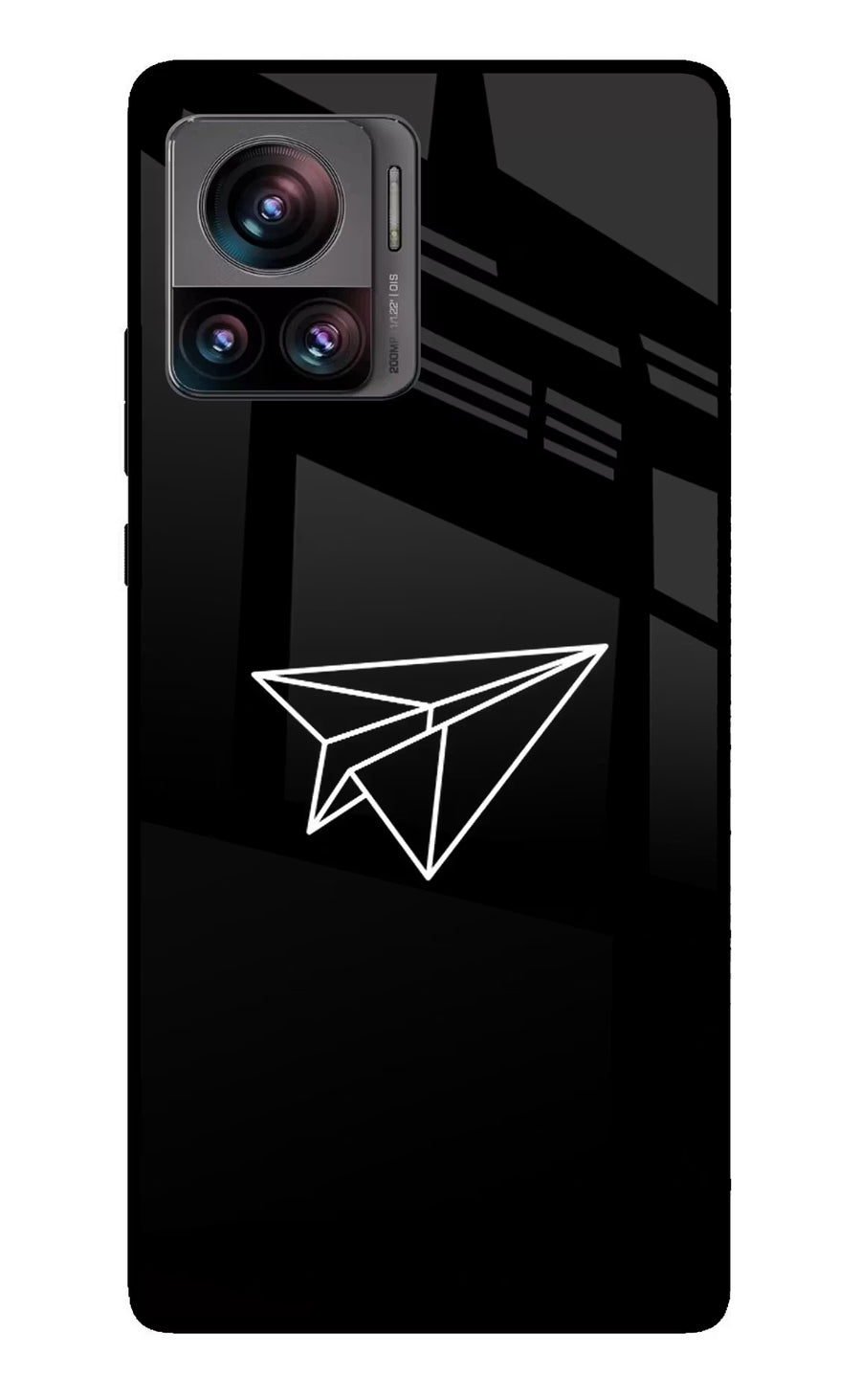 Paper Plane White Moto Edge 30 Ultra Back Cover, Glass case