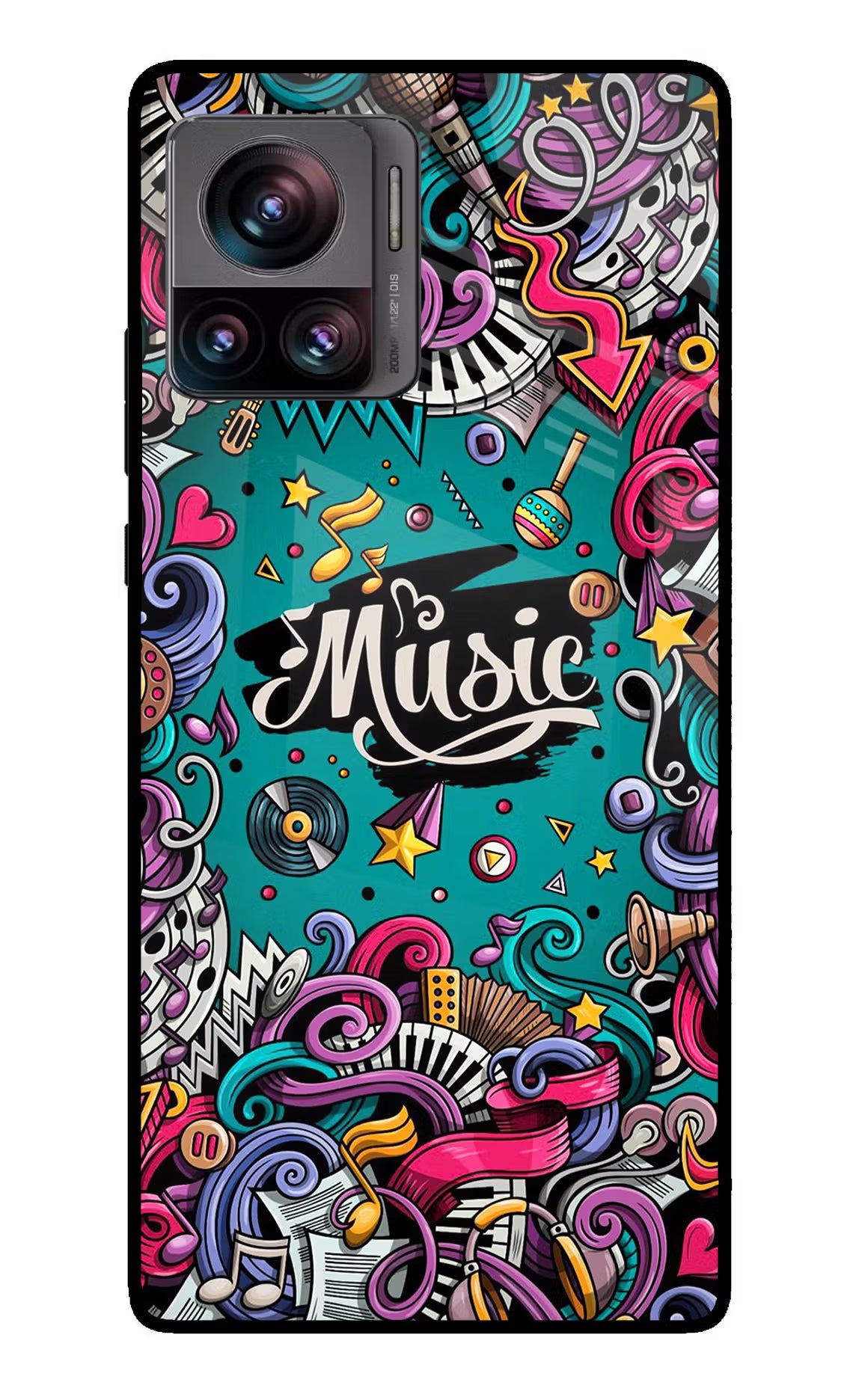 Music Graffiti Moto Edge 30 Ultra Glass Case Back Cover by Casekaro
