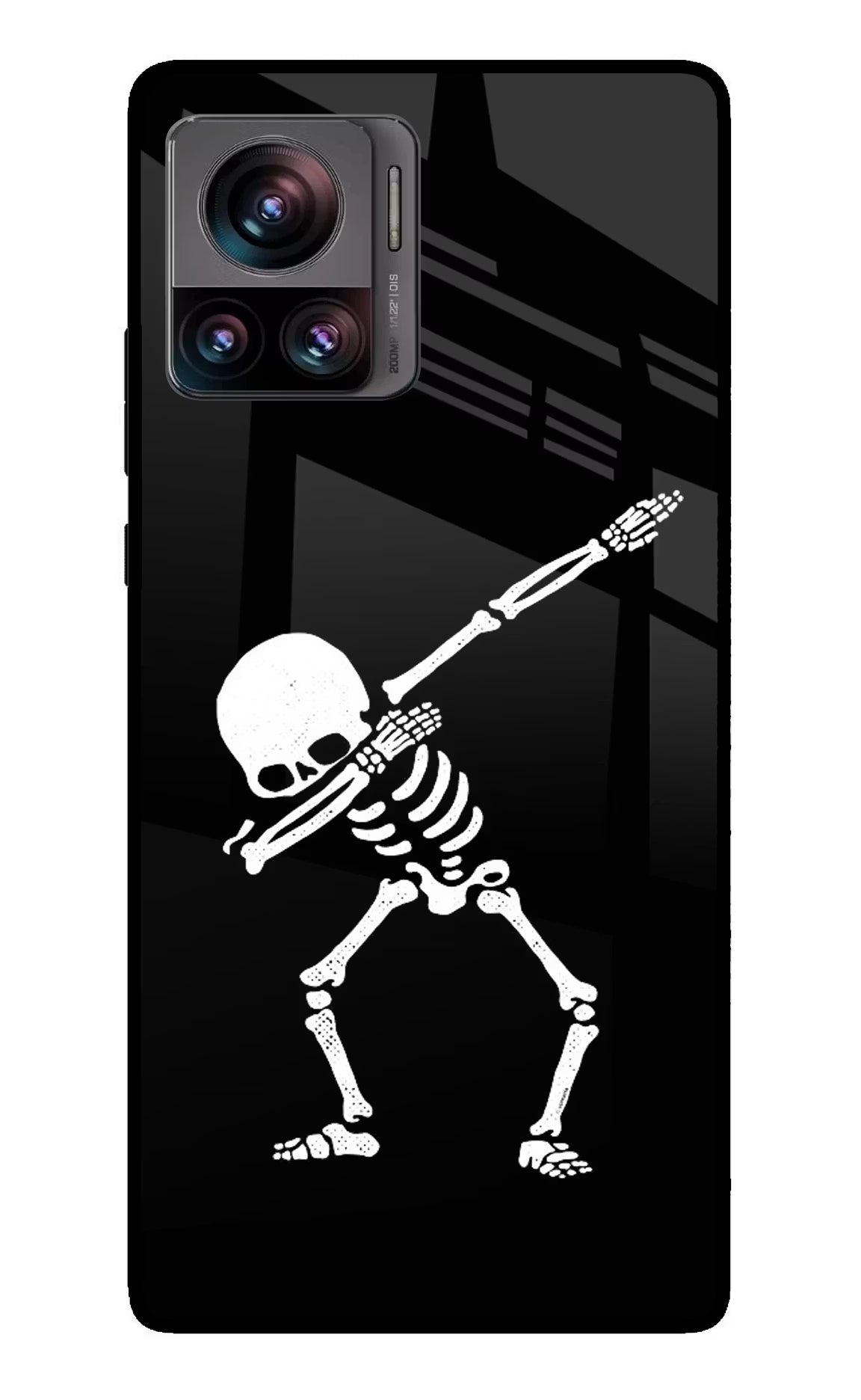 Dabbing Skeleton Art Moto Edge 30 Ultra Glass Case Back Cover by Casekaro