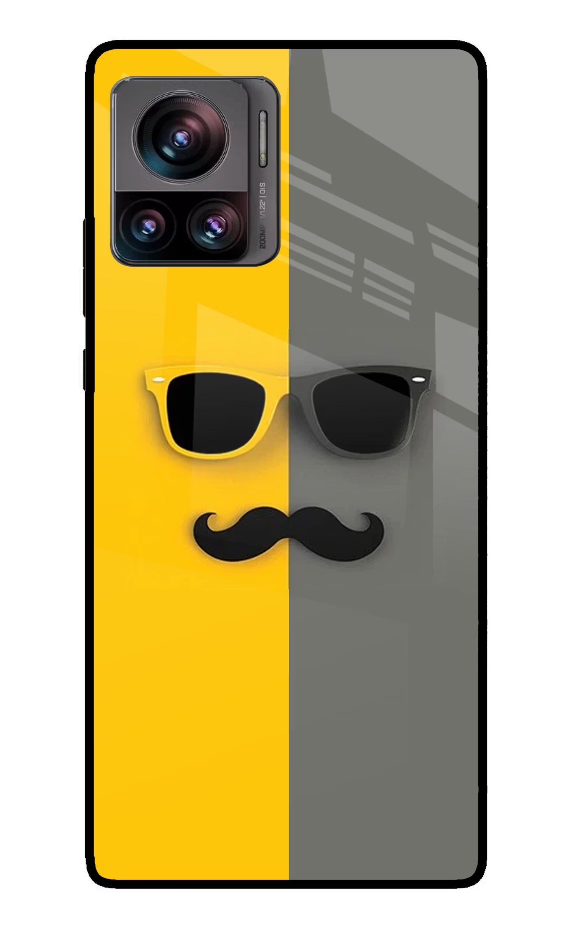 Sunglasses with Mustache Moto Edge 30 Ultra Glass Case Back Cover by Casekaro