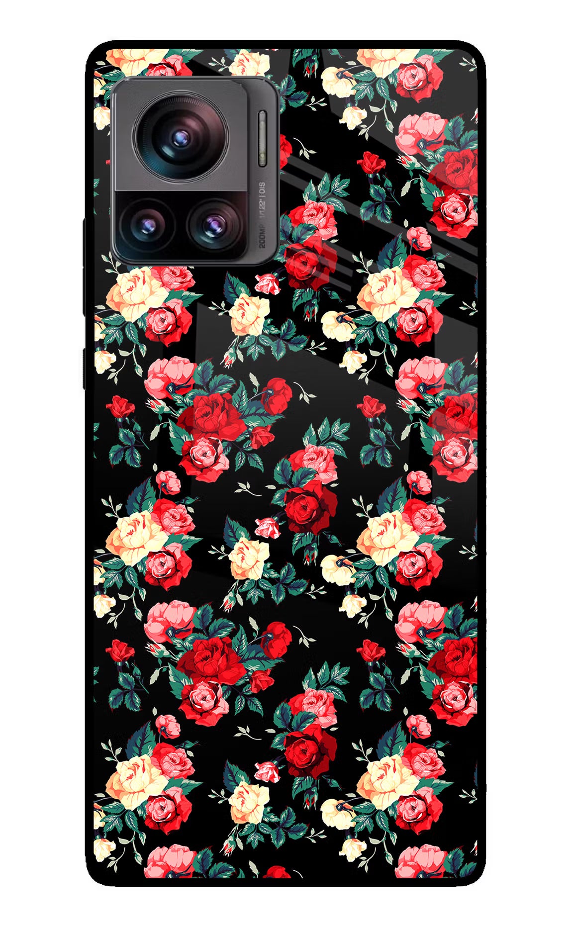 Rose Pattern Moto Edge 30 Ultra Glass Case Back Cover by Casekaro