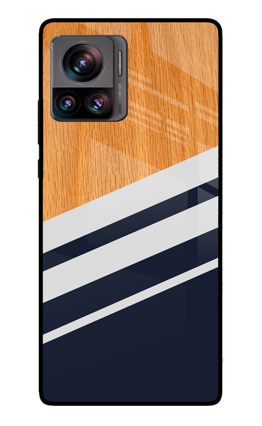 Blue and white wooden Moto Edge 30 Ultra Glass Case