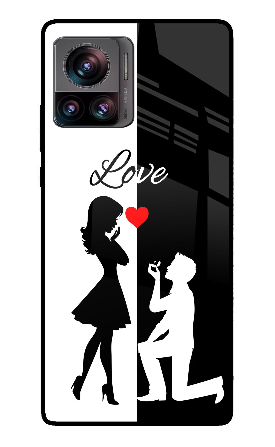 Love Propose Black And White Moto Edge 30 Ultra Glass Case