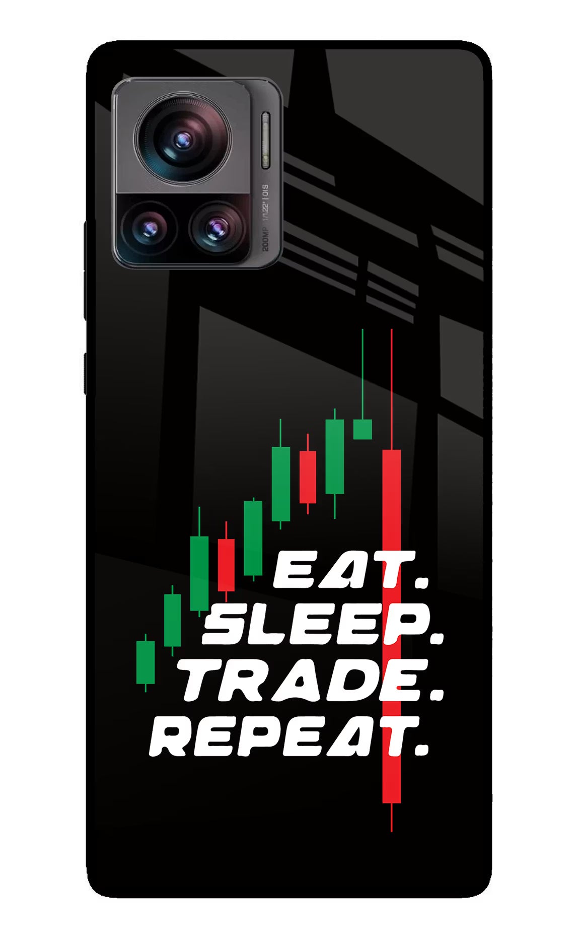 Eat Sleep Trade Repeat Moto Edge 30 Ultra Glass Case Back Cover by Casekaro