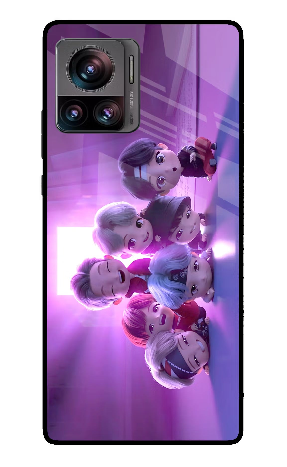 BTS Chibi Moto Edge 30 Ultra Glass Case Back Cover by Casekaro
