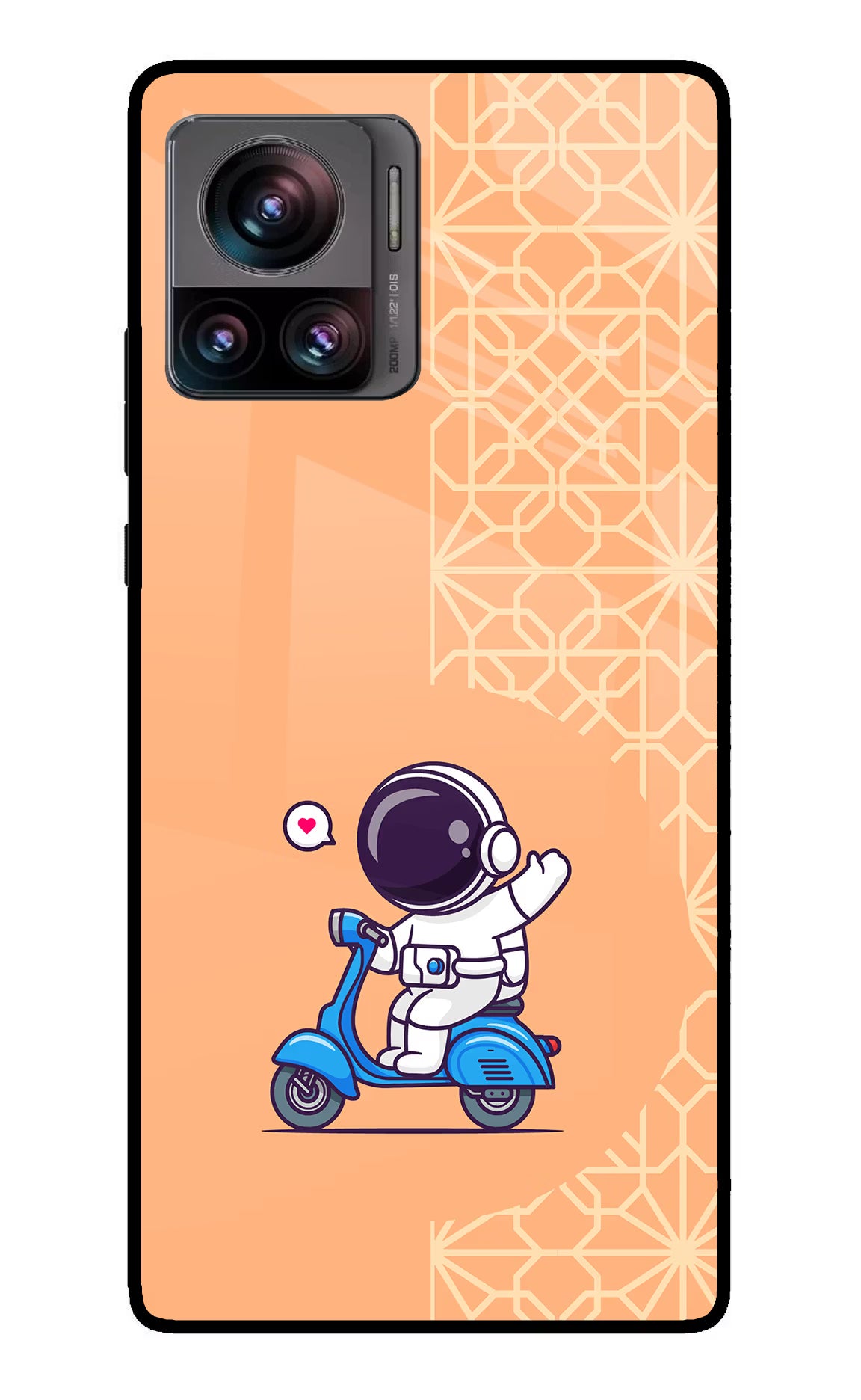 Cute Astronaut Riding Moto Edge 30 Ultra Glass Case Back Cover by Casekaro