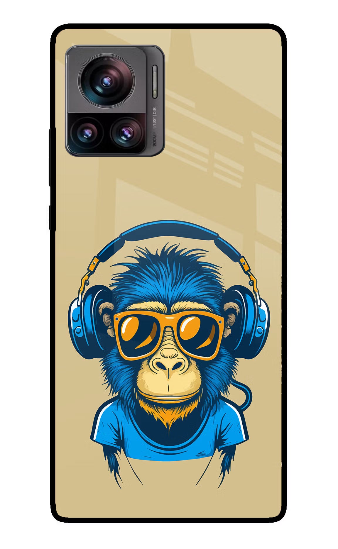 Monkey Headphone Moto Edge 30 Ultra Glass Case Back Cover by Casekaro