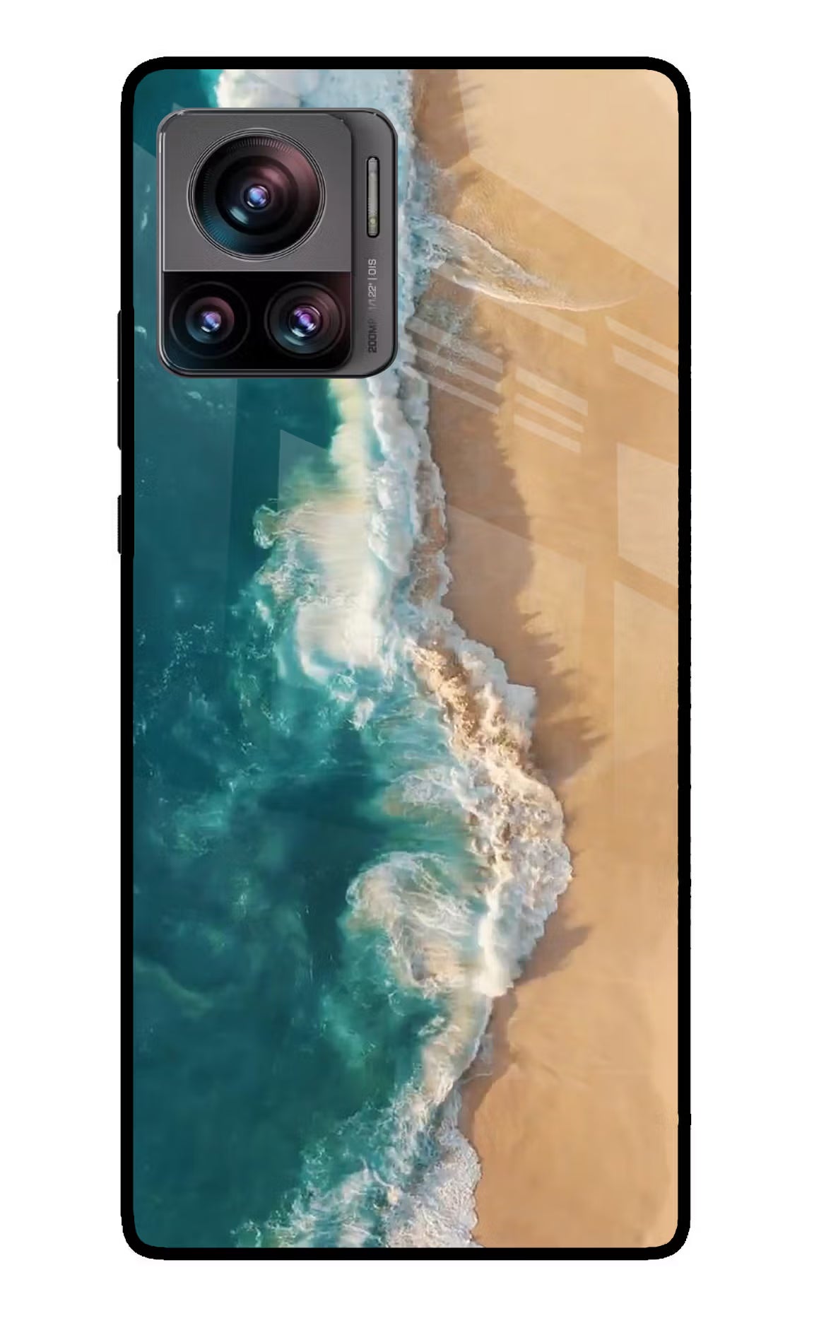 Ocean Beach Moto Edge 30 Ultra Glass Case Back Cover by Casekaro