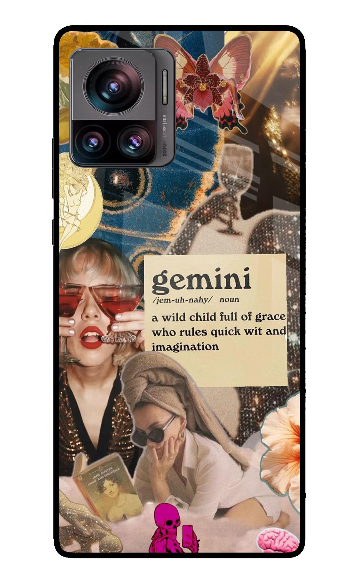 Gemini Zodiac Moto Edge 30 Ultra Glass Case Back Cover by Casekaro