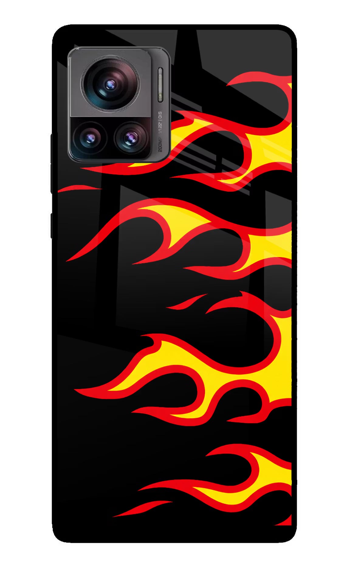 Side Sweep Flames Moto Edge 30 Ultra Glass Case Back Cover by Casekaro