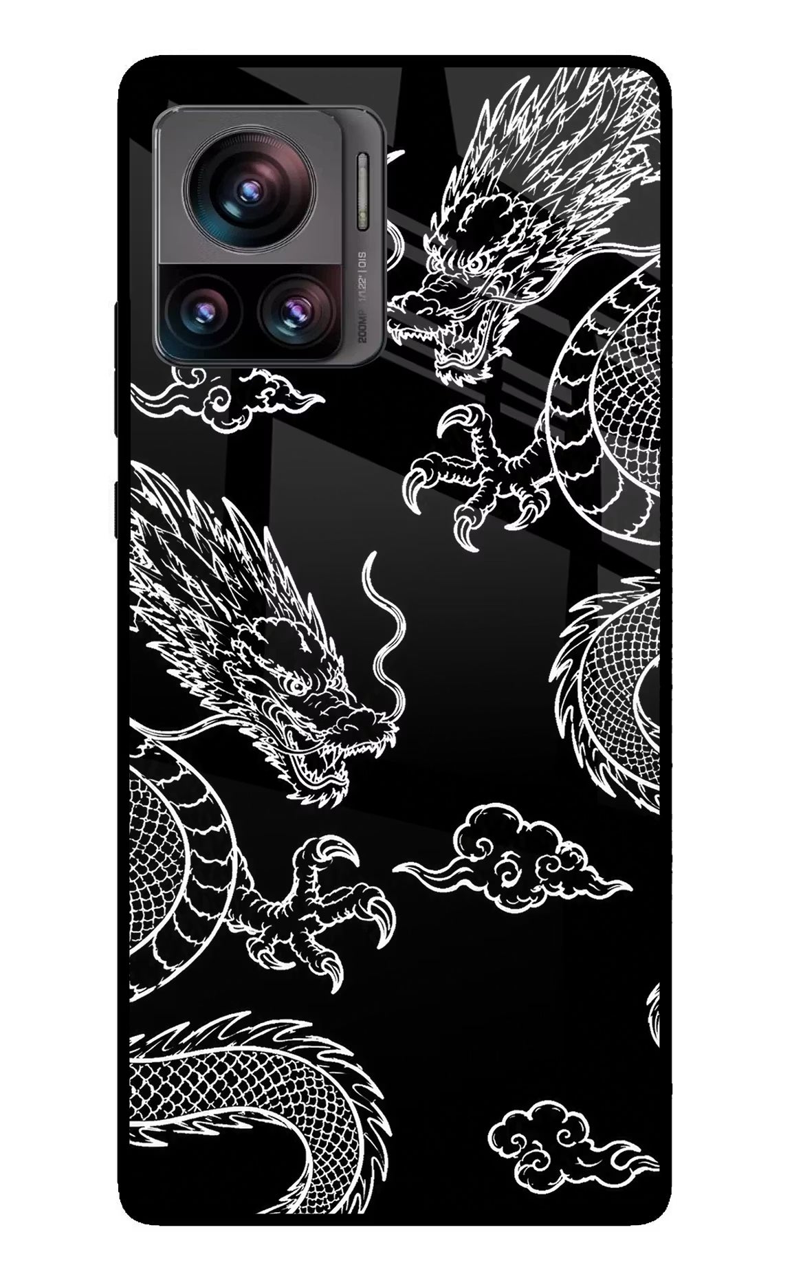 Twin Dragons Moto Edge 30 Ultra Glass Case Back Cover by Casekaro