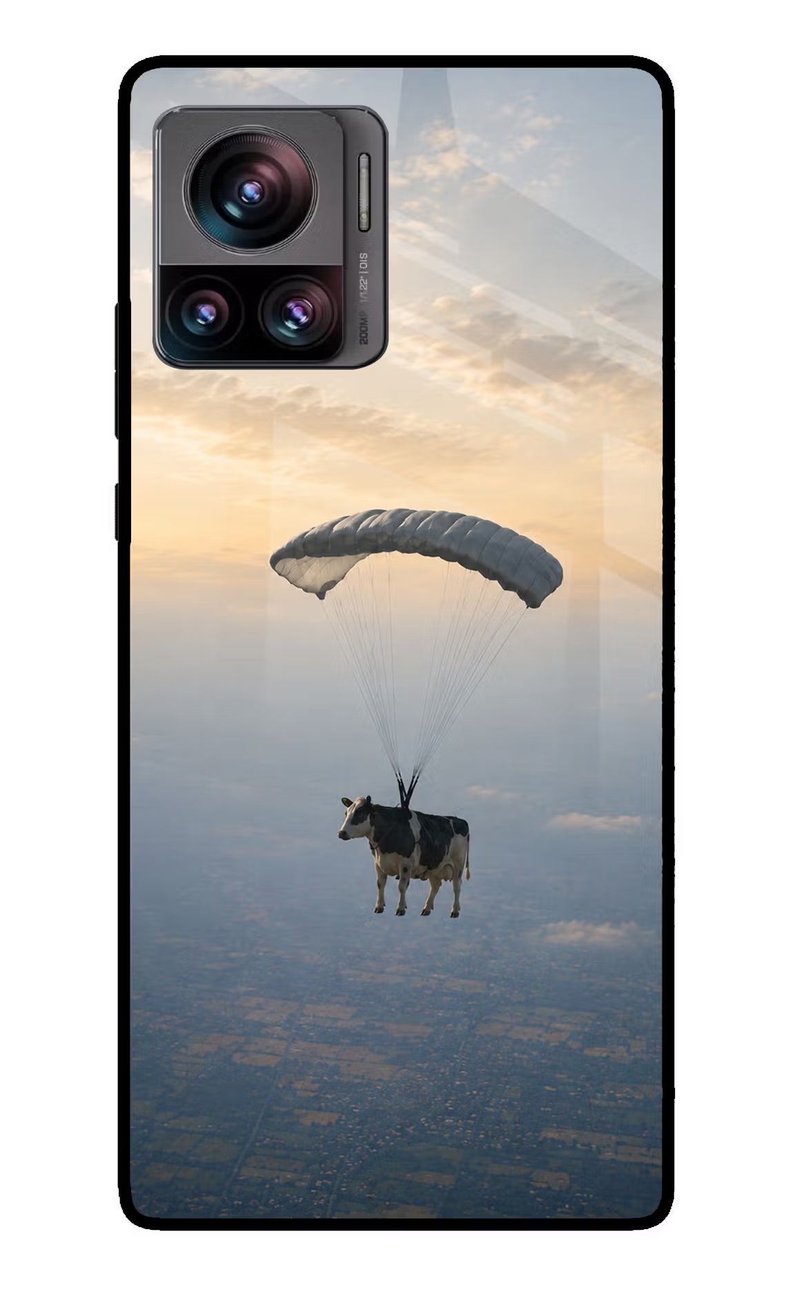 Skydiving Cow Moto Edge 30 Ultra Glass Case