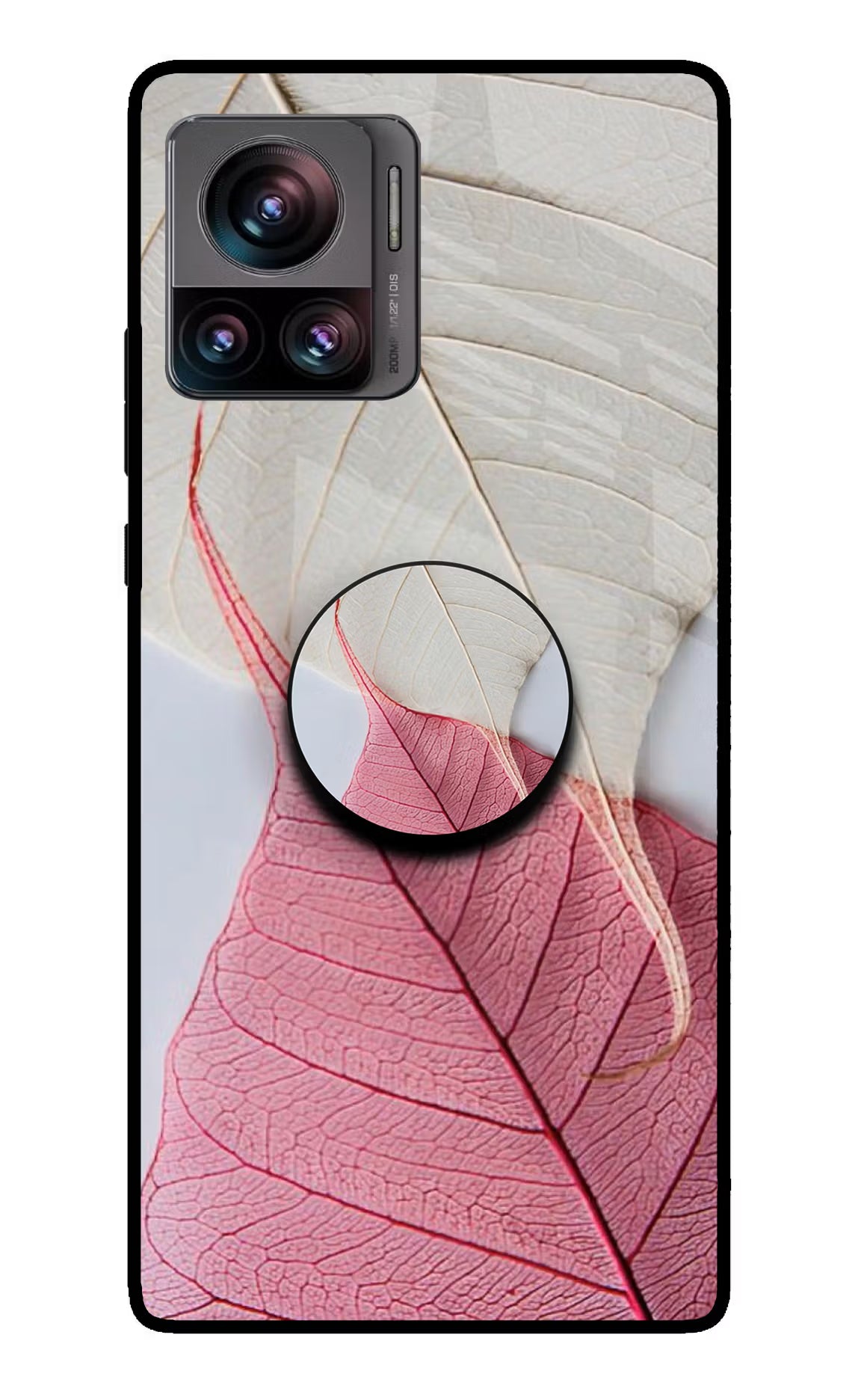 White Pink Leaf Moto Edge 30 Ultra Pop Case by Casekaro