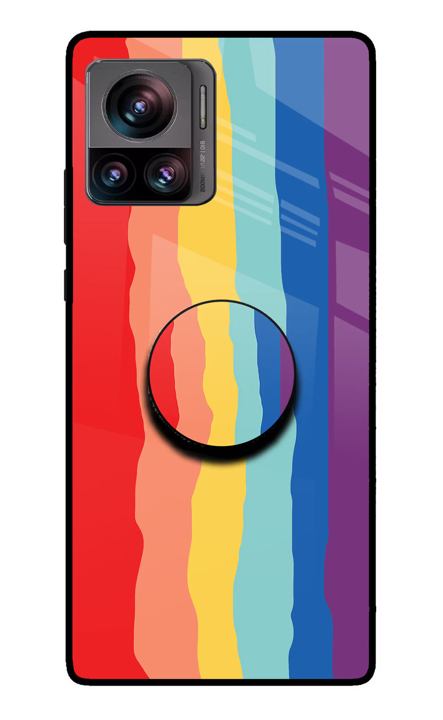 Rainbow Moto Edge 30 Ultra Pop Case, Glass case