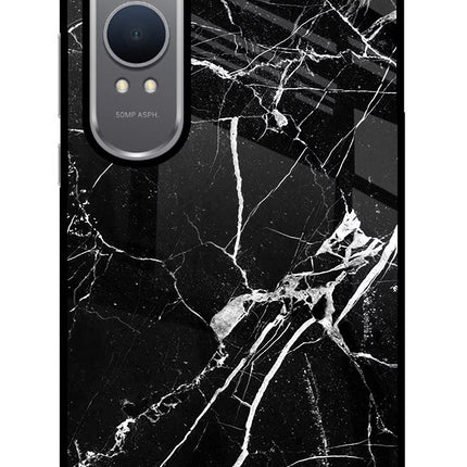 Black Marble Pattern OnePlus Nord CE4 Lite Glass Case