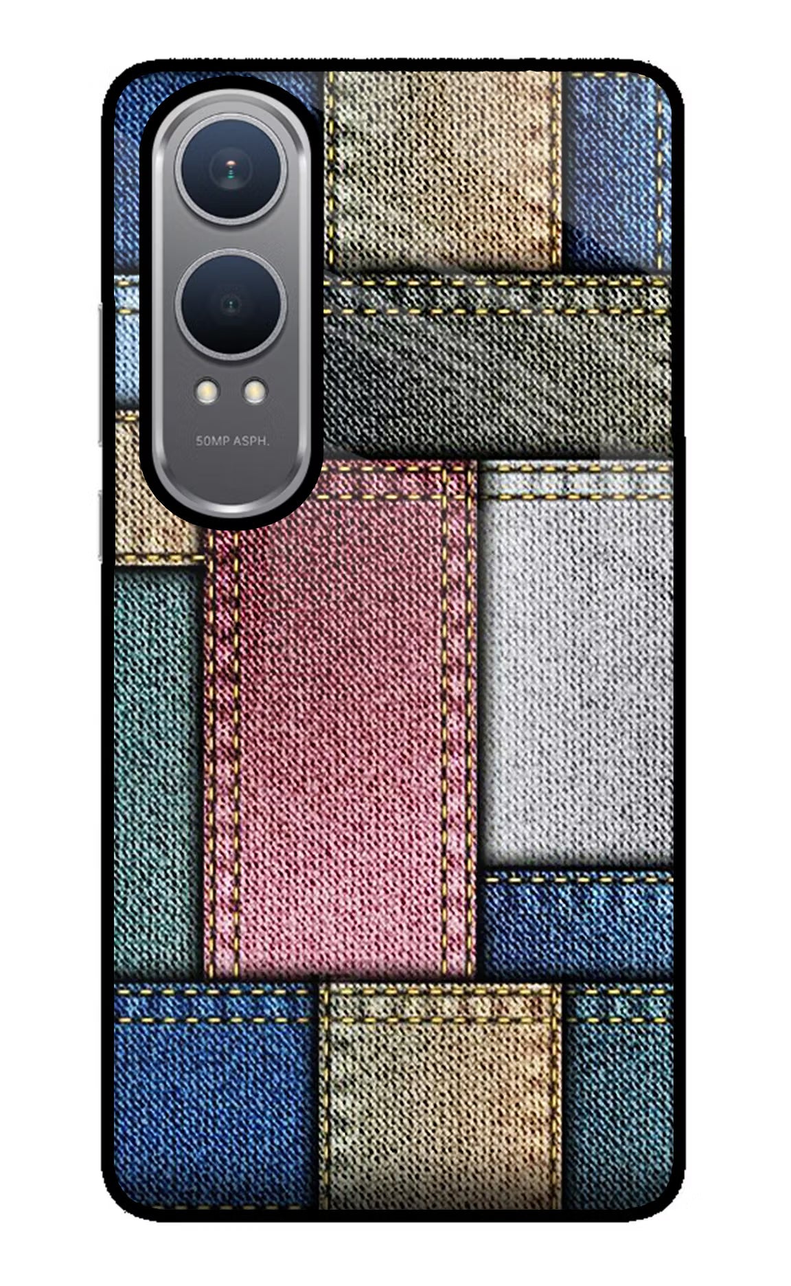 Multicolor Jeans OnePlus Nord CE4 Lite Glass Case Back Cover by Casekaro