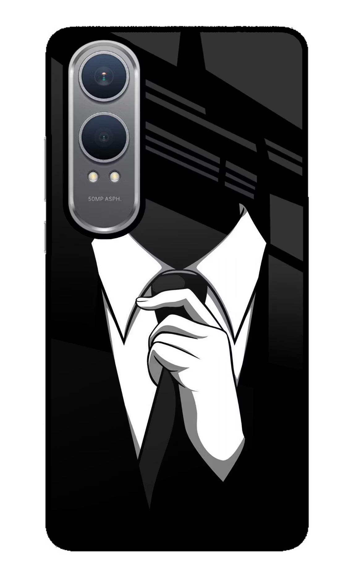 Black Tie OnePlus Nord CE4 Lite Glass Case Back Cover by Casekaro