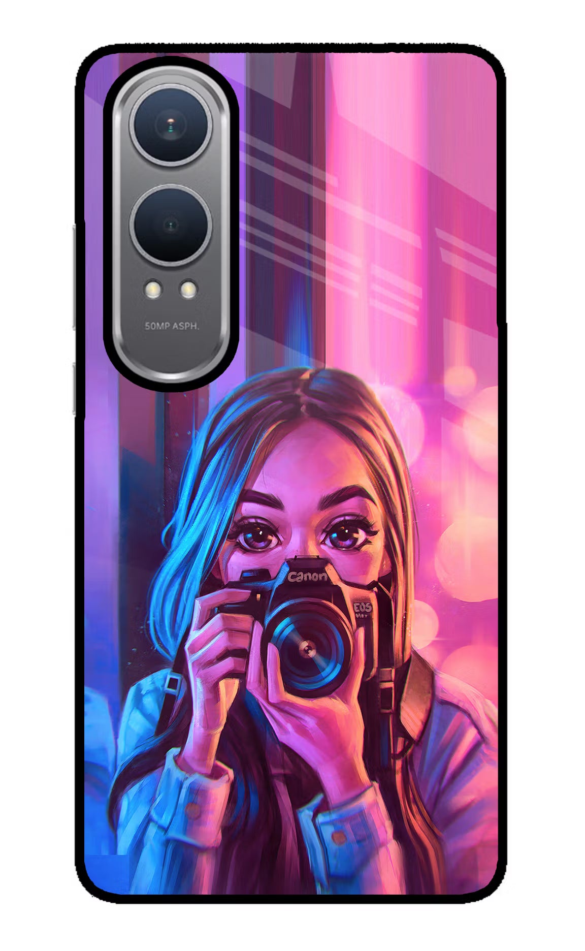Girl Photographer OnePlus Nord CE4 Lite Glass Case Back Cover by Casekaro