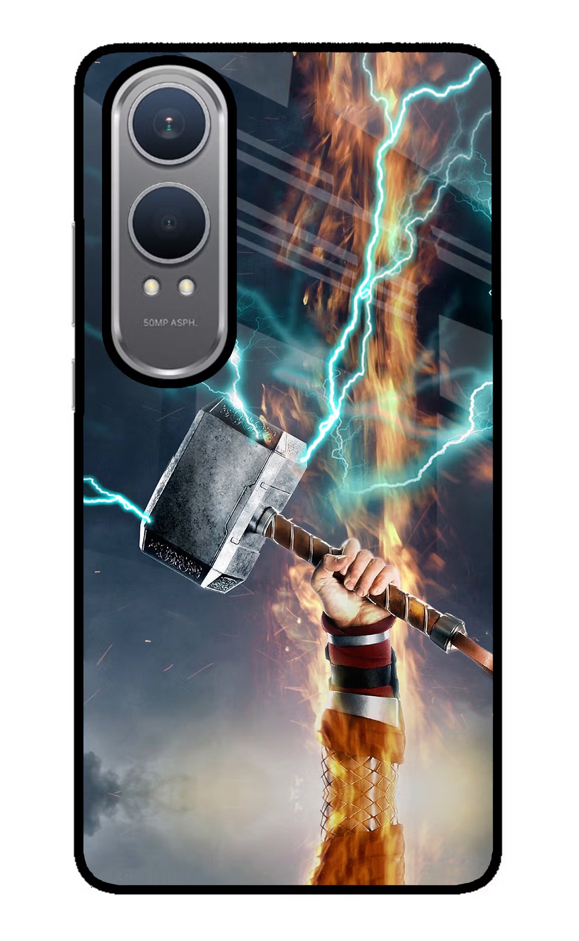 Thor Hammer Mjolnir OnePlus Nord CE4 Lite Glass Case Back Cover by Casekaro