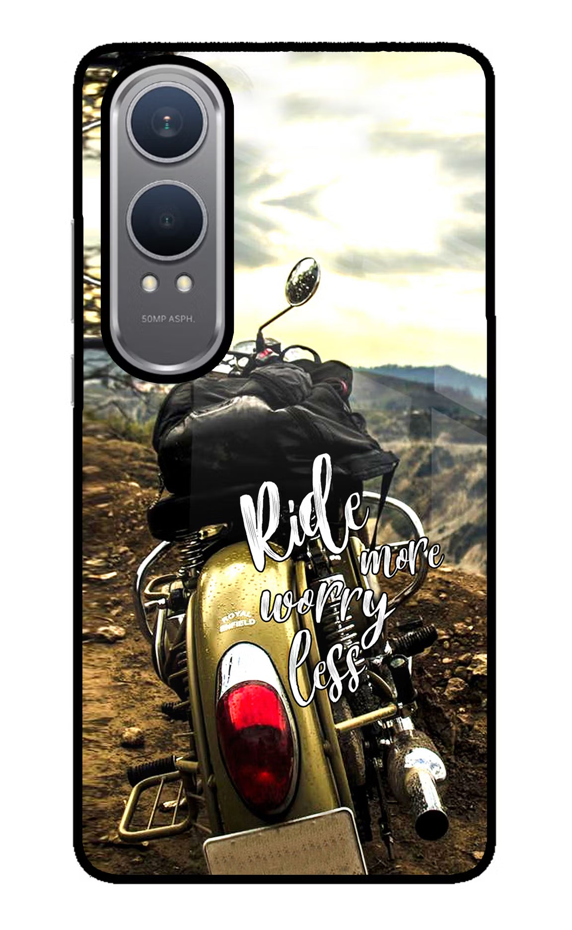 Ride More Worry Less OnePlus Nord CE4 Lite Glass Case Back Cover by Casekaro