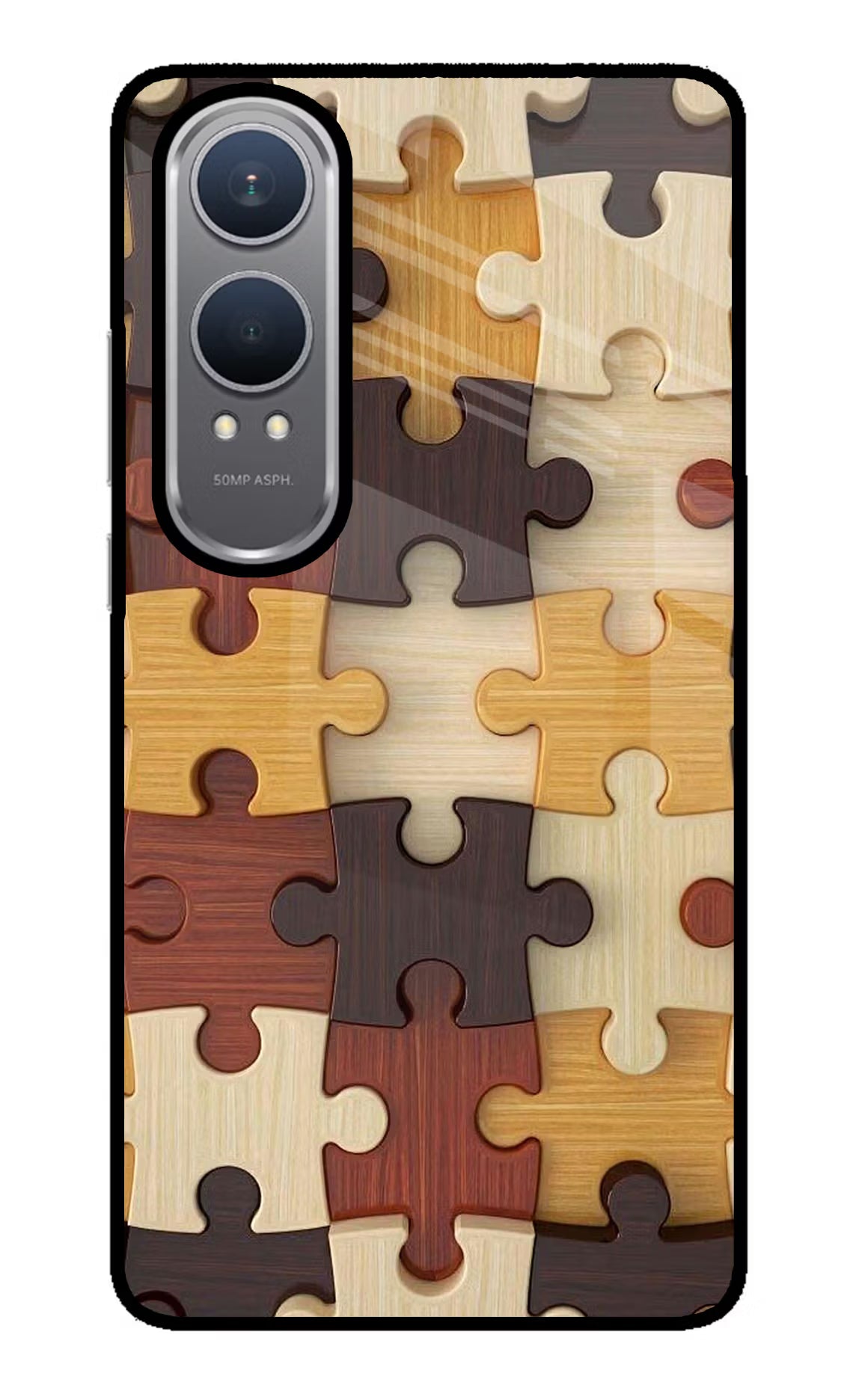 Wooden Puzzle OnePlus Nord CE4 Lite Glass Case Back Cover by Casekaro