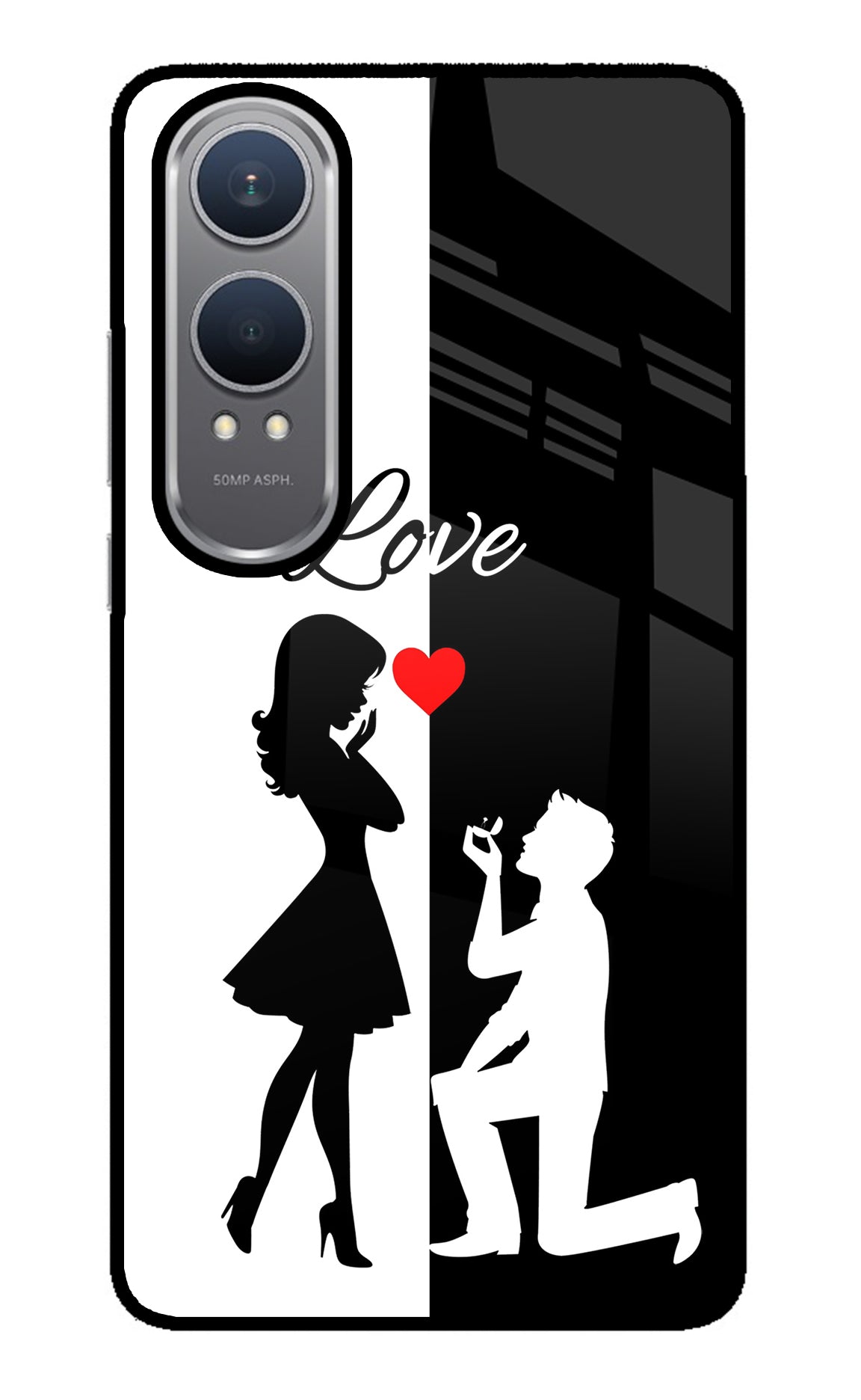 Love Propose Black And White OnePlus Nord CE4 Lite Glass Case