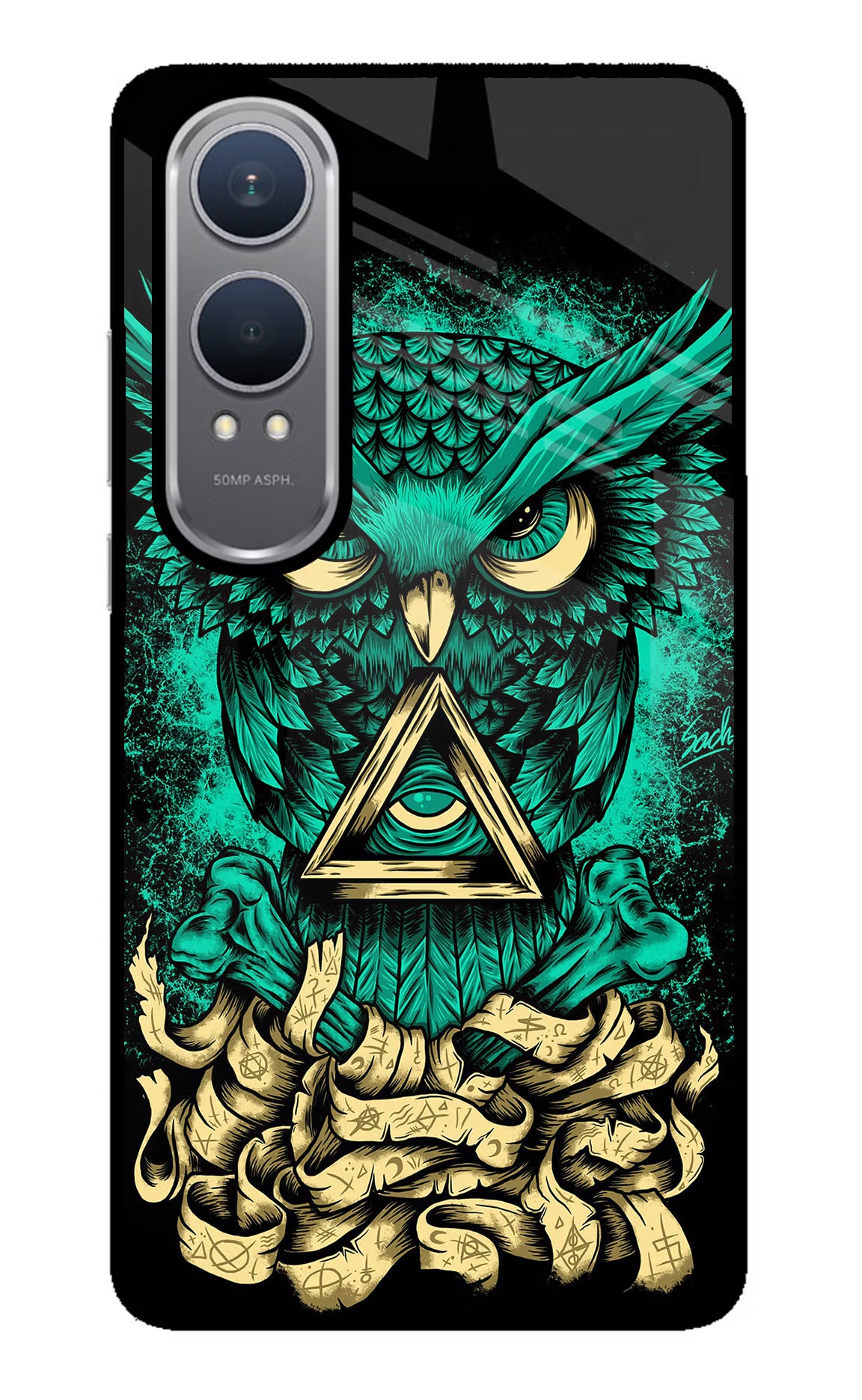 Green Owl OnePlus Nord CE4 Lite Glass Case Back Cover by Casekaro