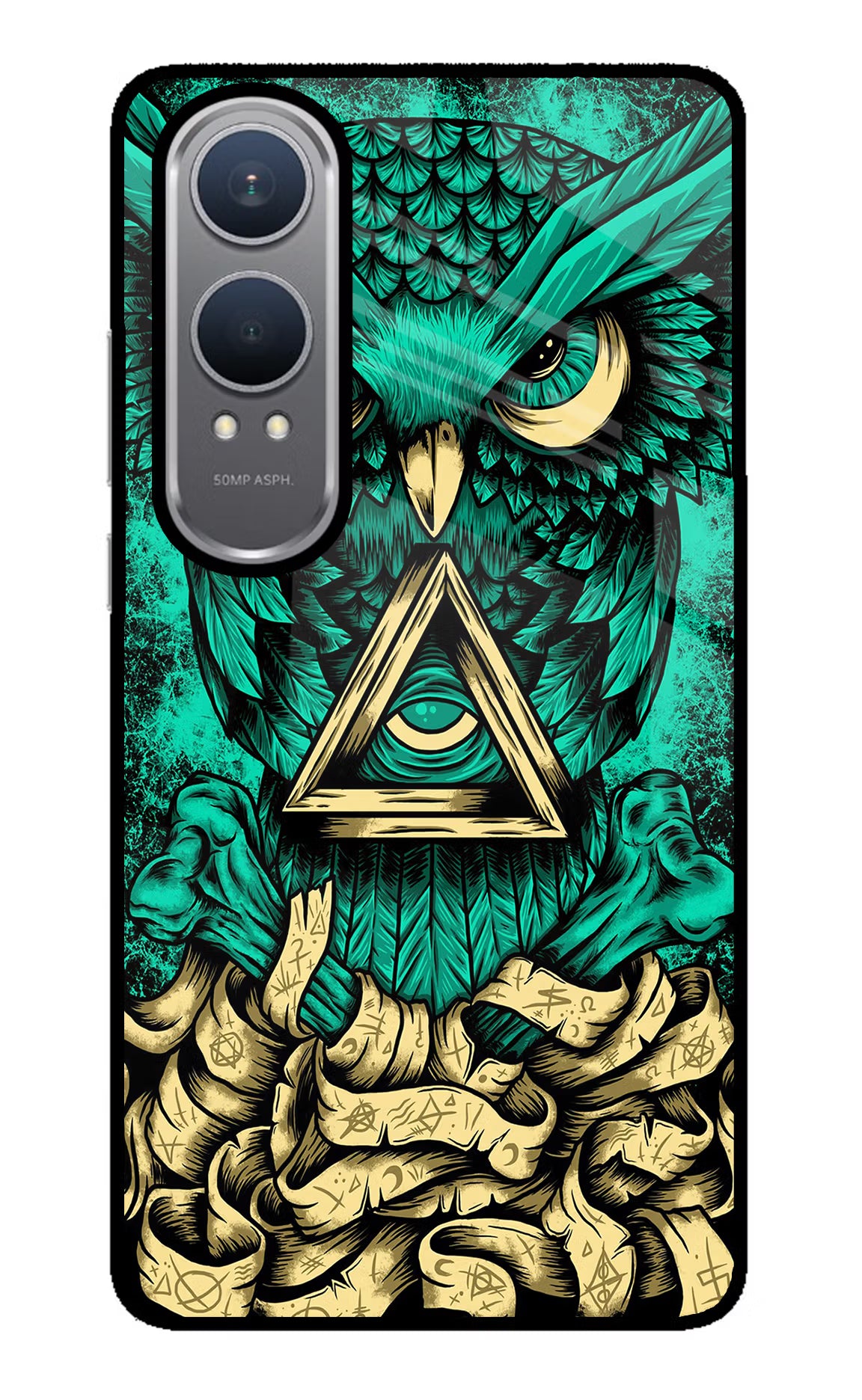 Green Owl OnePlus Nord CE4 Lite Glass Case Back Cover by Casekaro