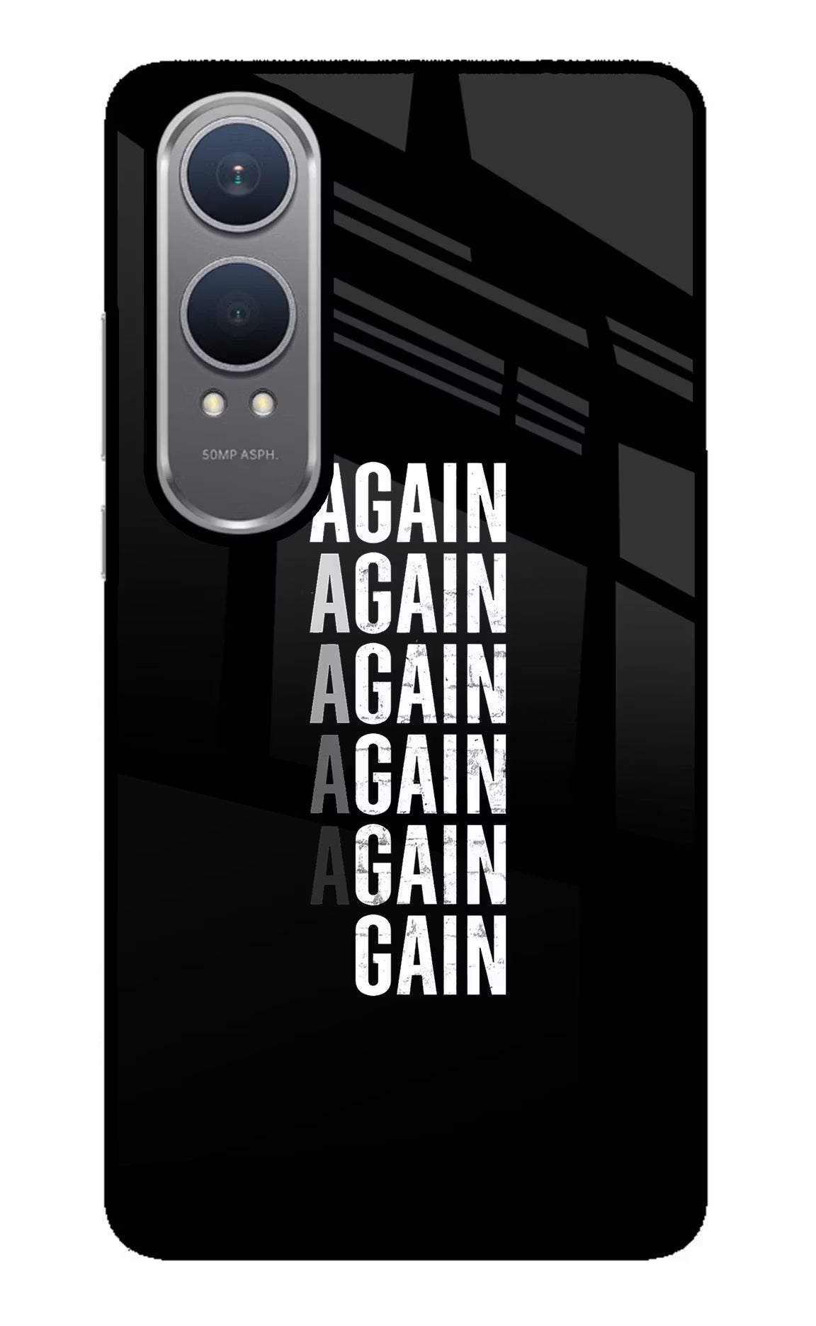 Again Again Gain OnePlus Nord CE4 Lite Glass Case Back Cover by Casekaro