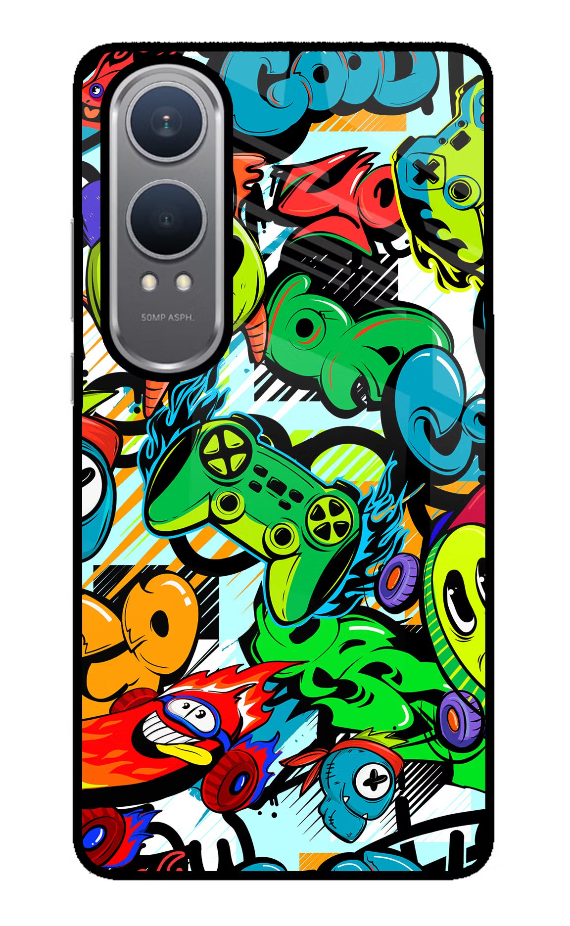 Game Doodle OnePlus Nord CE4 Lite Glass Case Back Cover by Casekaro