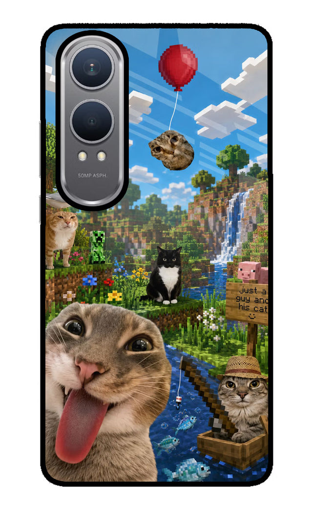 Minecraft Cat Chaos OnePlus Nord CE4 Lite Glass Case