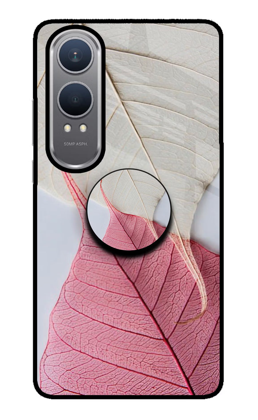 White Pink Leaf OnePlus Nord CE4 Lite Pop Case, Glass case