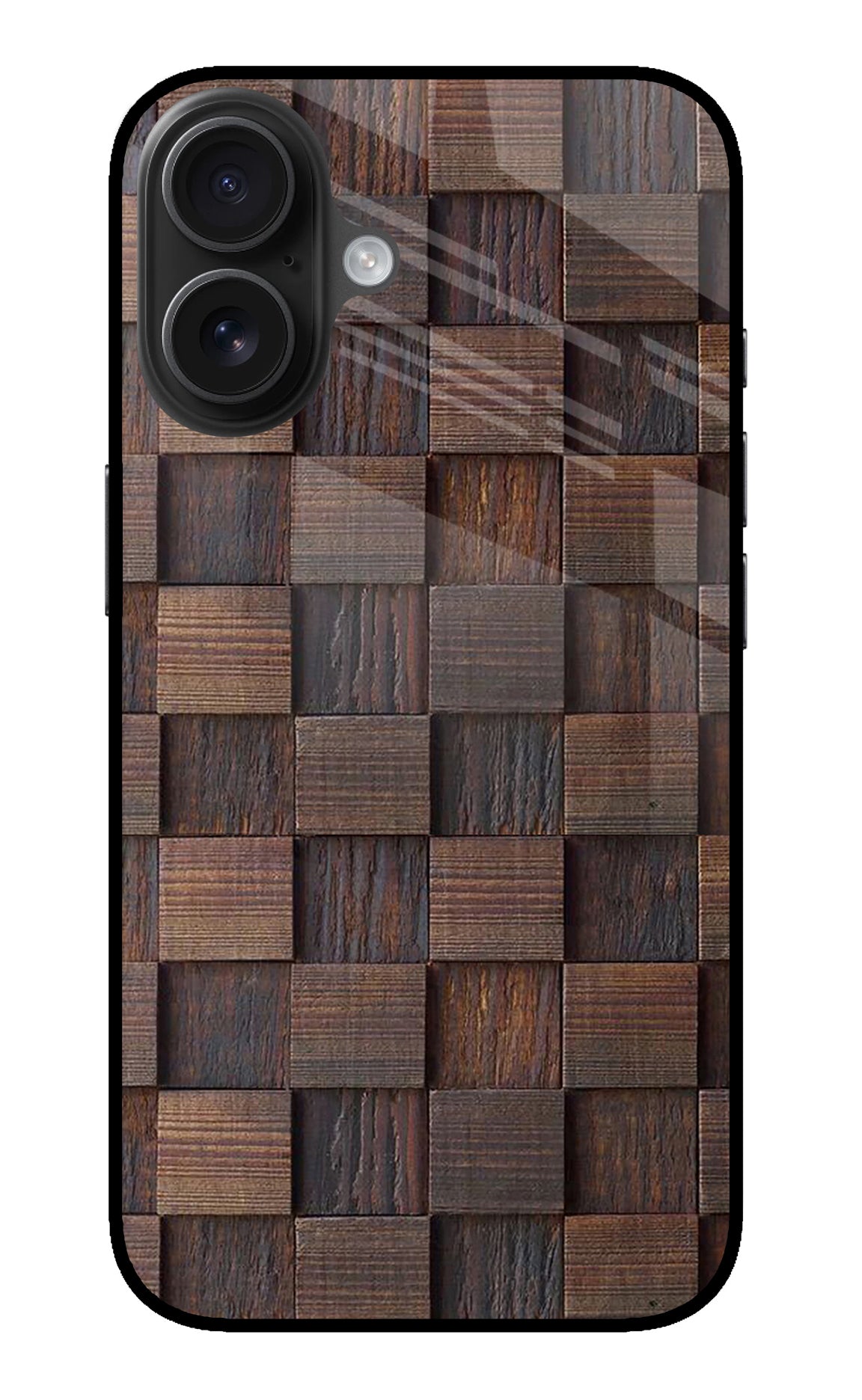 Wooden Cube Design iPhone 16 Back Cover