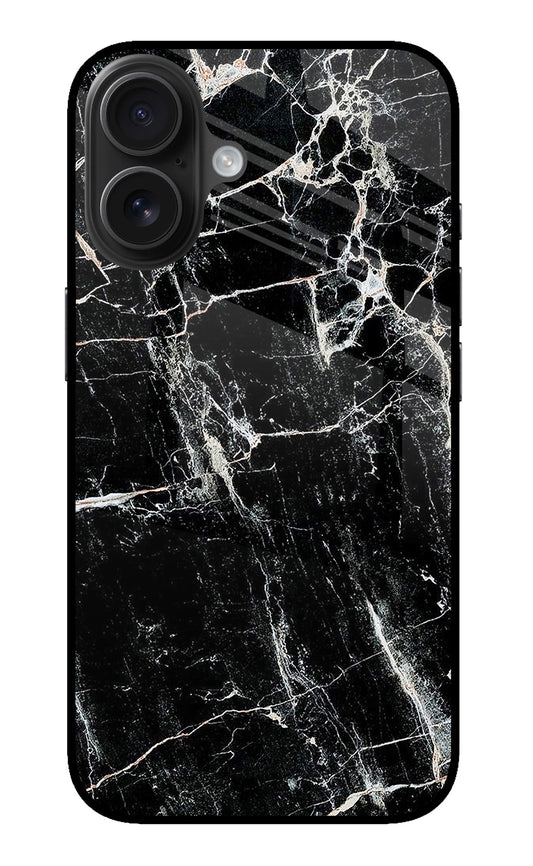 Black Marble Texture iPhone 16 Glass Case