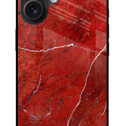 Red Marble Design iPhone 16 Glass Case