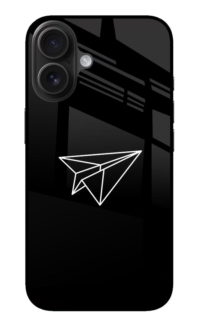 Paper Plane White iPhone 16 Glass Case